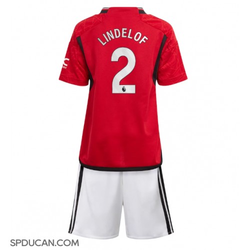 Dječji Nogometni Dres Manchester United Victor Lindelof #2 Domaci 2023-24 Kratak Rukav (+ Kratke hlače)
